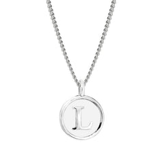 White Enamel Initial Pendant