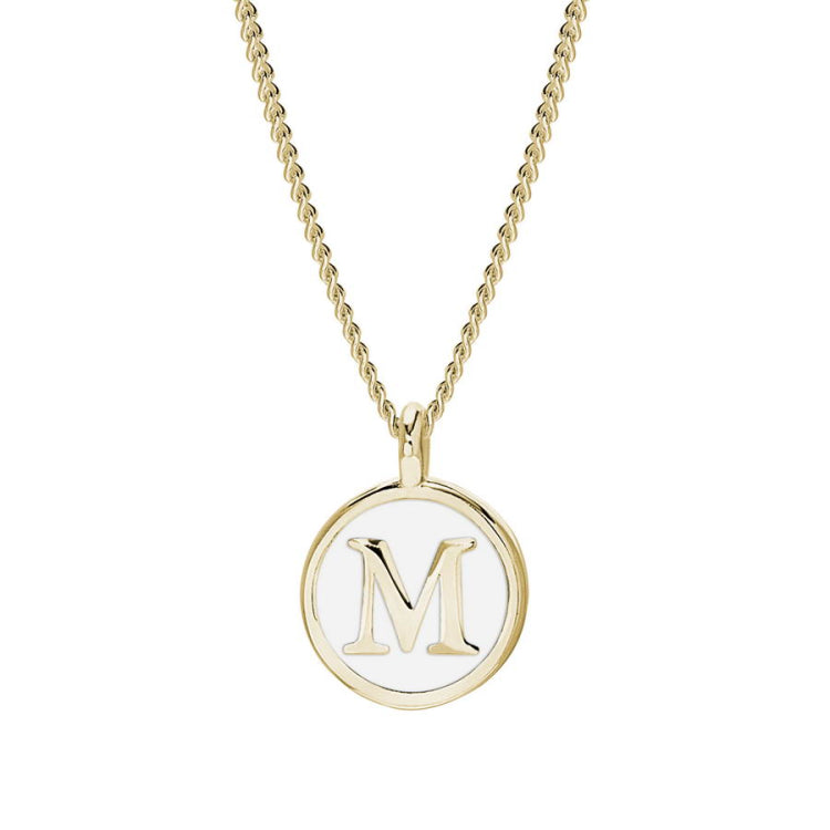 White Enamel Initial Pendant