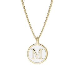 White Enamel Initial Pendant