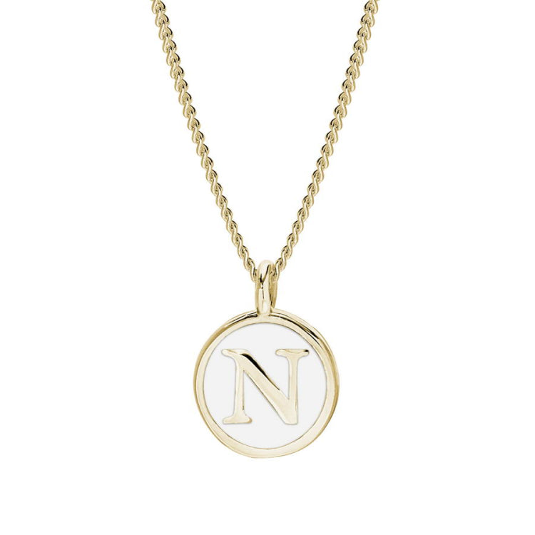White Enamel Initial Pendant
