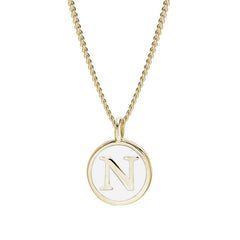 White Enamel Initial Pendant