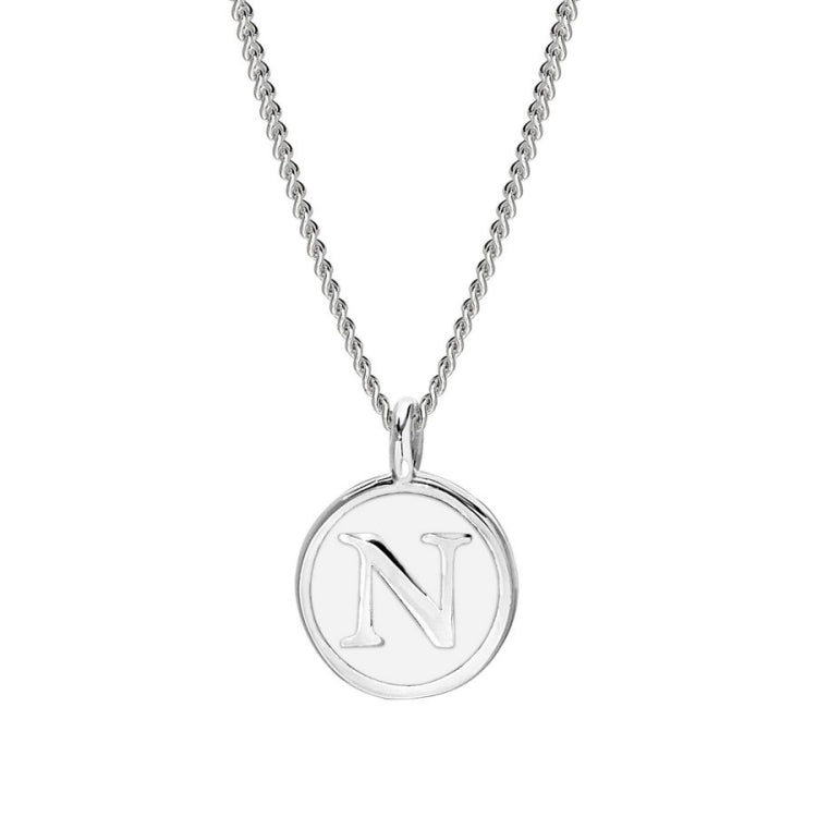 White Enamel Initial Pendant