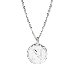 White Enamel Initial Pendant
