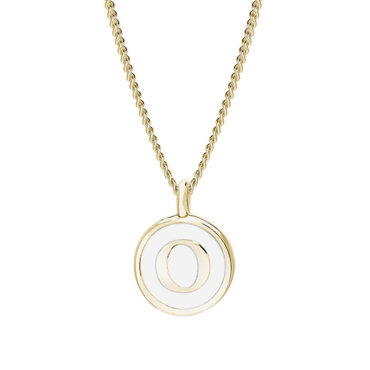 White Enamel Initial Pendant