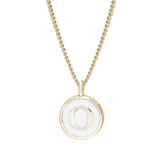 White Enamel Initial Pendant