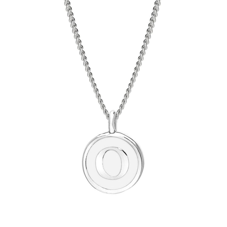 White Enamel Initial Pendant