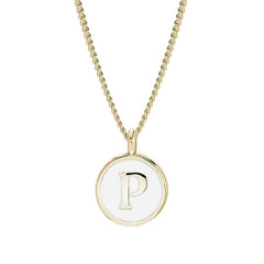 White Enamel Initial Pendant