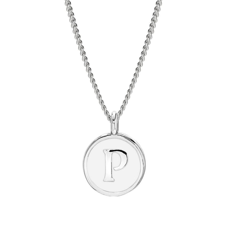 White Enamel Initial Pendant