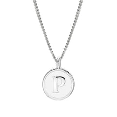 White Enamel Initial Pendant