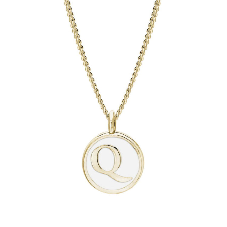 White Enamel Initial Pendant