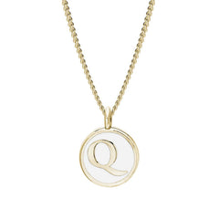White Enamel Initial Pendant