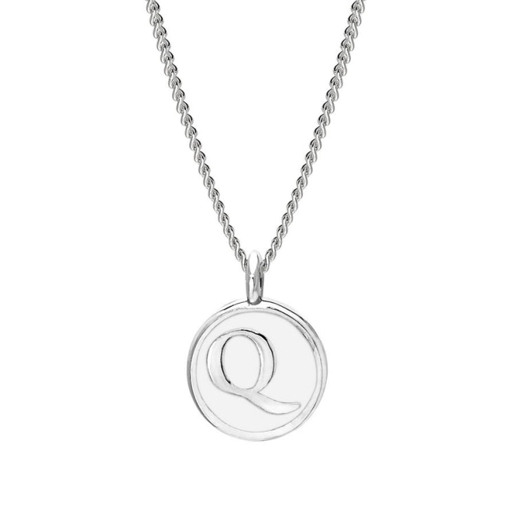 White Enamel Initial Pendant