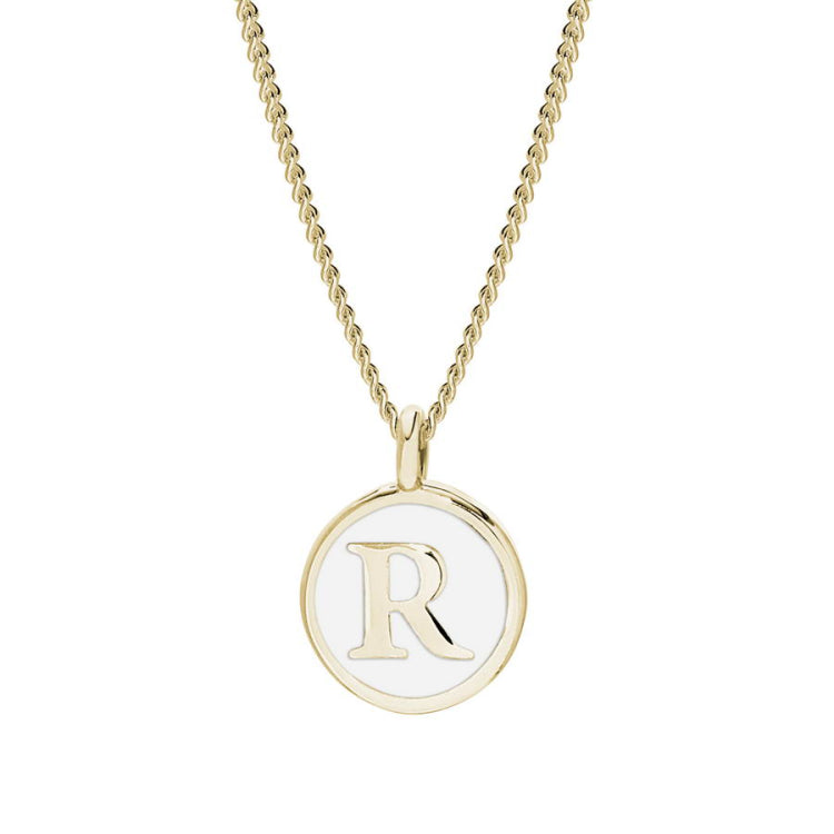 White Enamel Initial Pendant