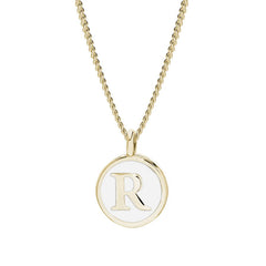 White Enamel Initial Pendant