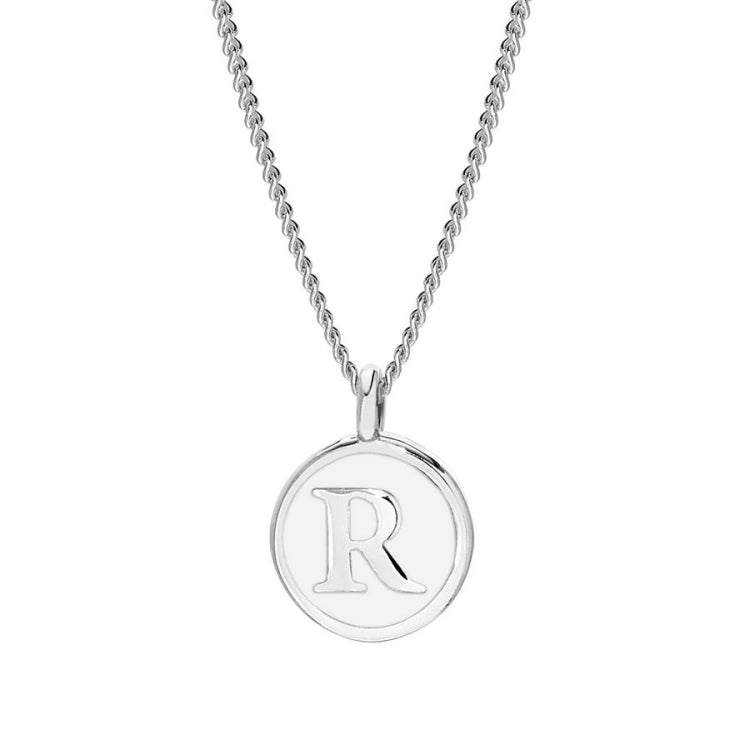 White Enamel Initial Pendant
