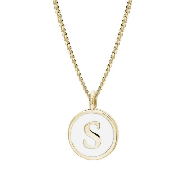White Enamel Initial Pendant