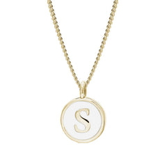 White Enamel Initial Pendant