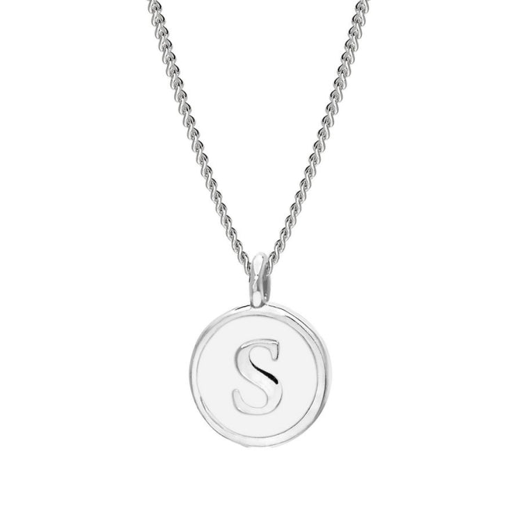 White Enamel Initial Pendant