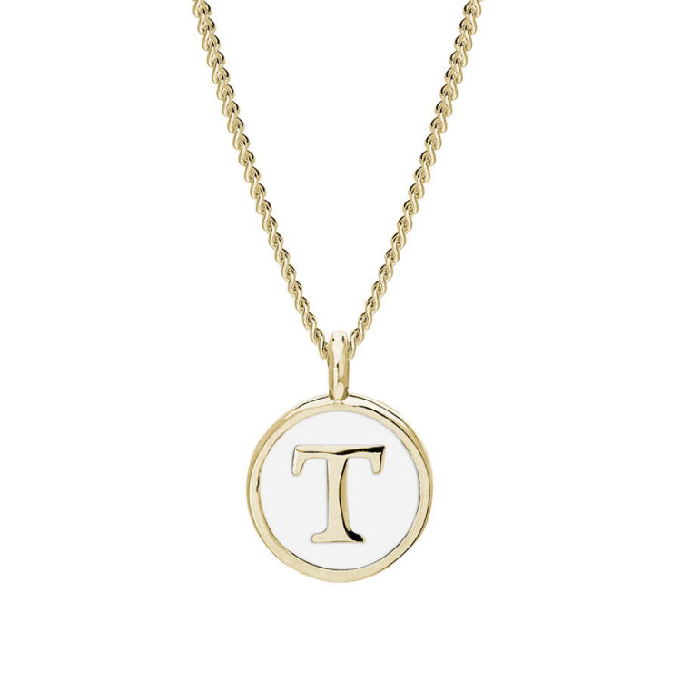 White Enamel Initial Pendant