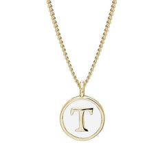 White Enamel Initial Pendant