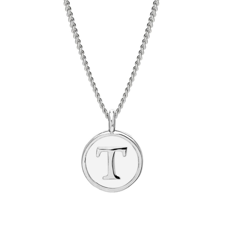 White Enamel Initial Pendant