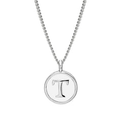 White Enamel Initial Pendant
