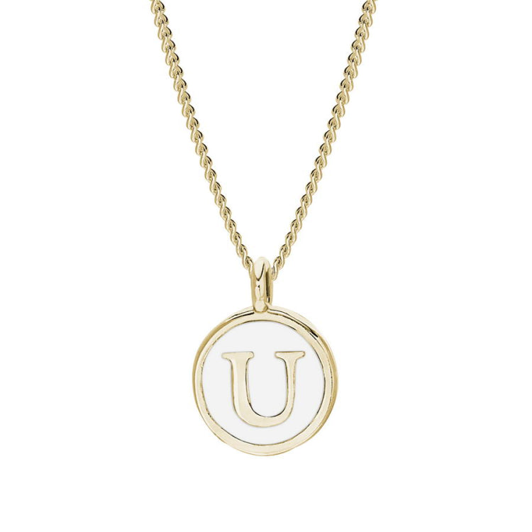 White Enamel Initial Pendant