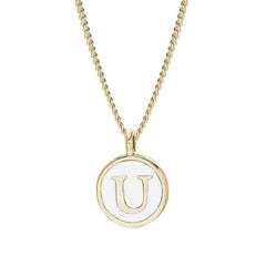 White Enamel Initial Pendant