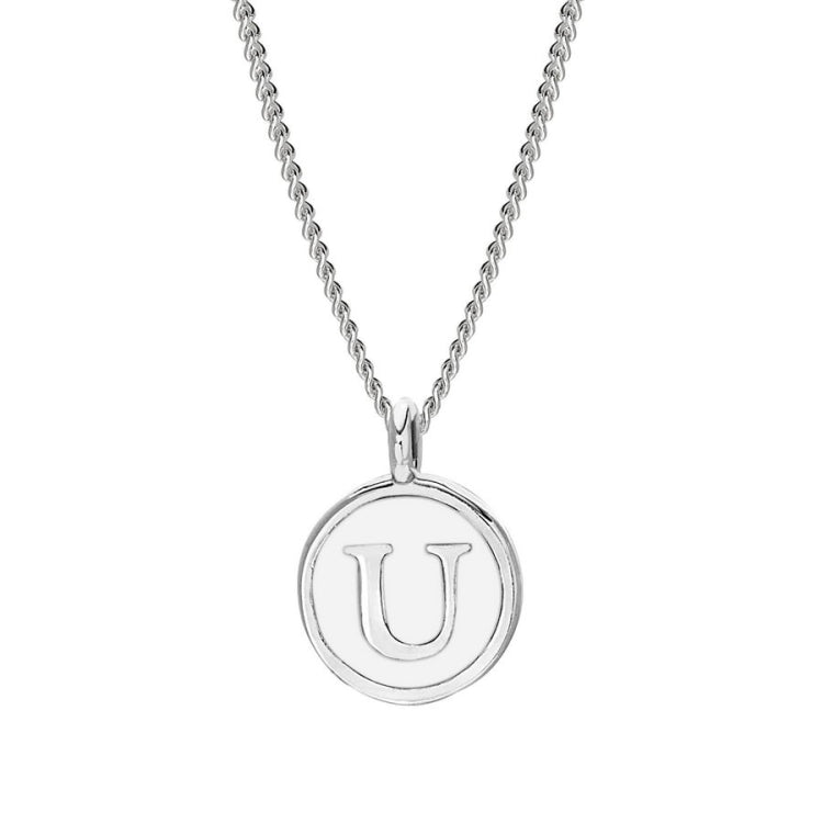White Enamel Initial Pendant