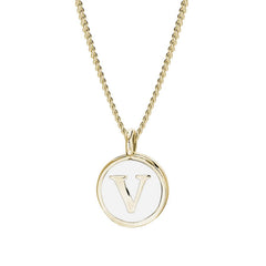 White Enamel Initial Pendant