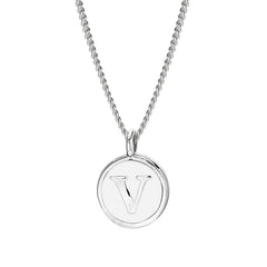 White Enamel Initial Pendant