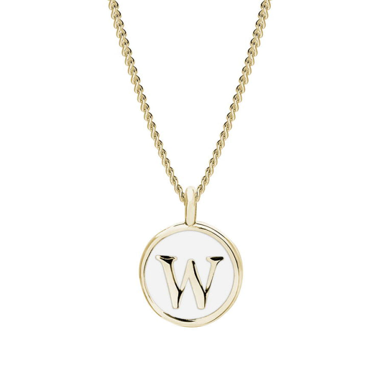 White Enamel Initial Pendant