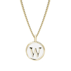 White Enamel Initial Pendant