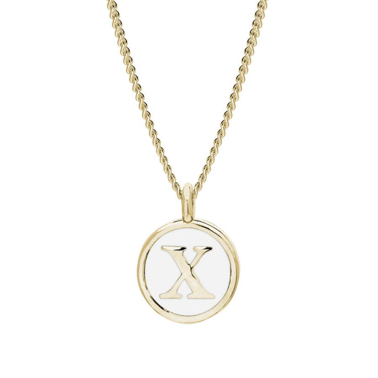 White Enamel Initial Pendant