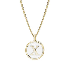 White Enamel Initial Pendant