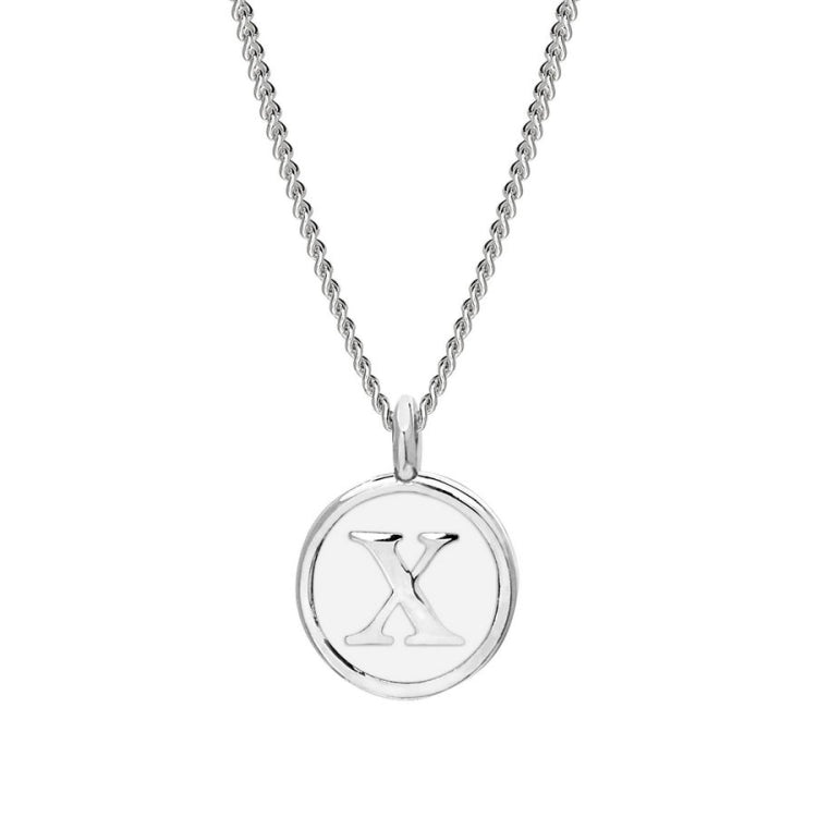 White Enamel Initial Pendant