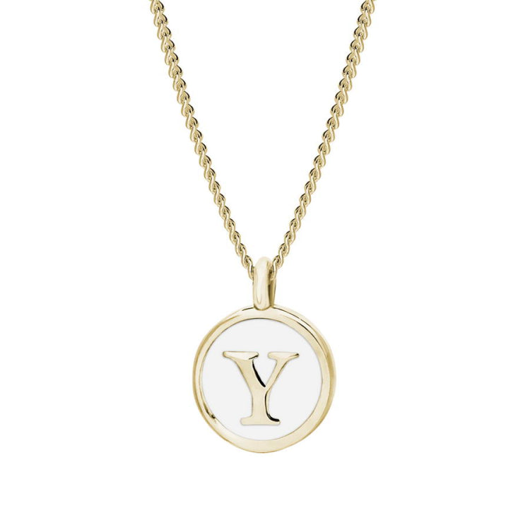 White Enamel Initial Pendant