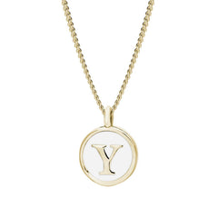 White Enamel Initial Pendant