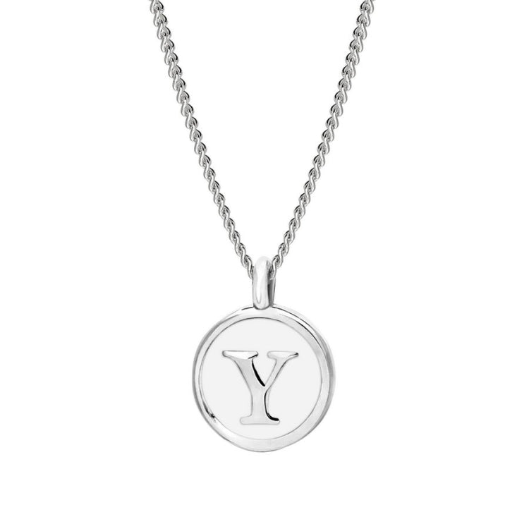 White Enamel Initial Pendant