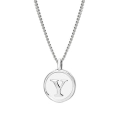 White Enamel Initial Pendant