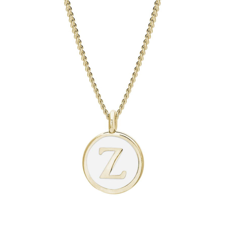White Enamel Initial Pendant
