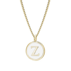 White Enamel Initial Pendant