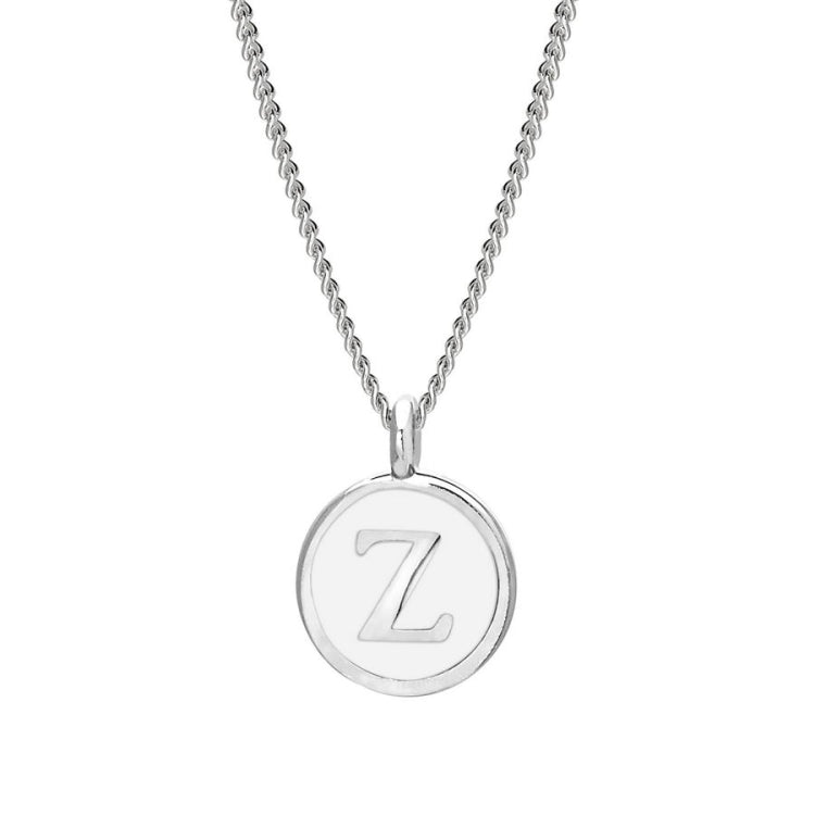 White Enamel Initial Pendant