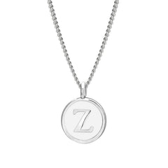 White Enamel Initial Pendant