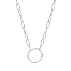 Paper Clip Necklace with Center Circle Station