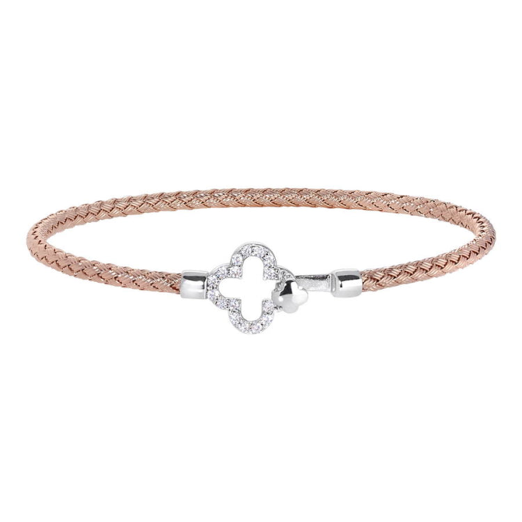 Clover Top Closure Basketweave Bracelet