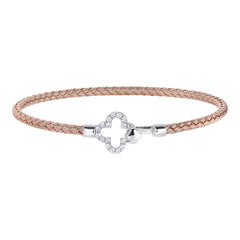 Clover Top Closure Basketweave Bracelet