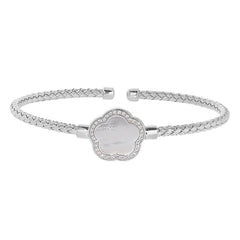 Mother of Pearl Flower Basketweave Cuff Bracelet