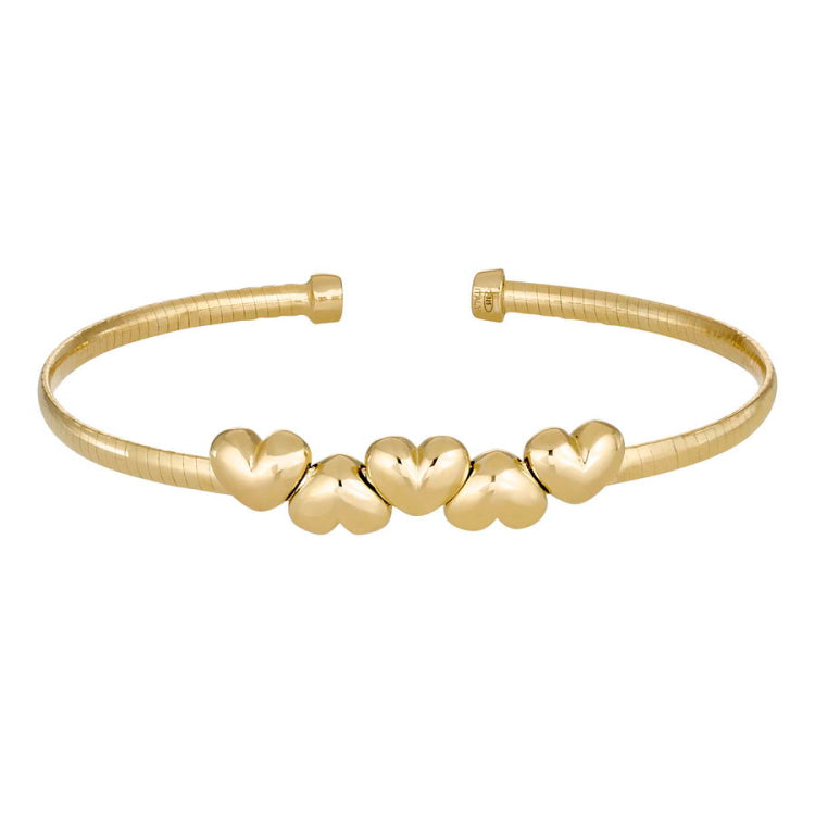 Five Heart Omega Cuff Bracelet