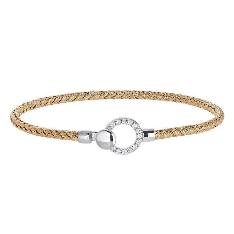 Open Circle Top Closure Basketweave Bracelet